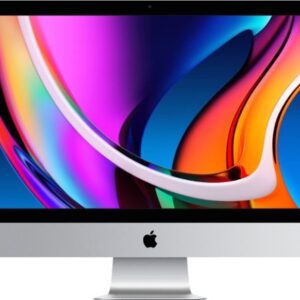 A computer monitor with the apple logo on it.
